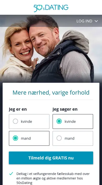 50sDating anmeldelse på mobil: tilmeldingen på 50sdating.dk i telefonens browser