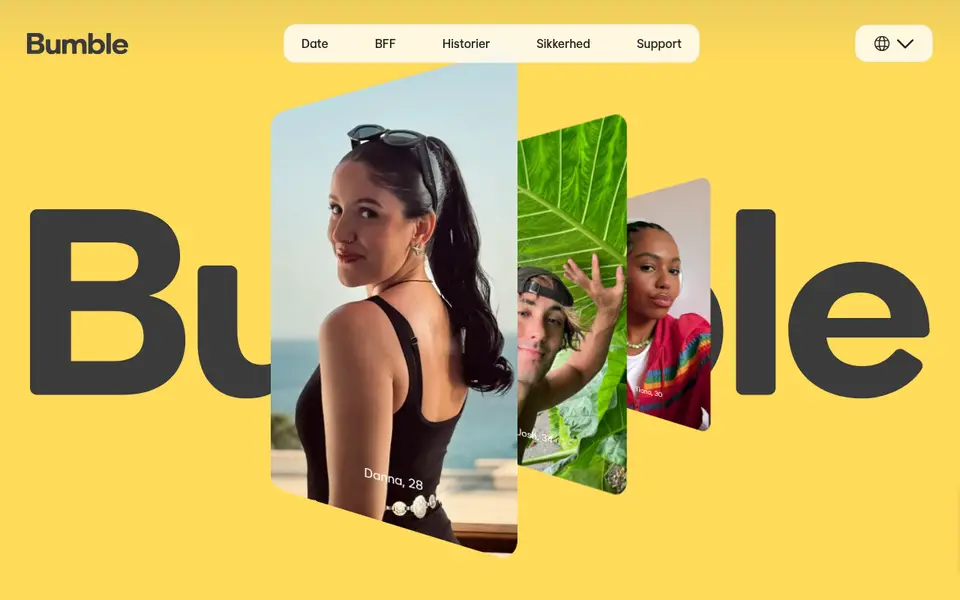 Bumble anmeldelse: Bumbles danske forside