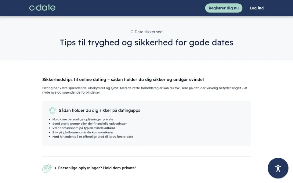 C-Date anmeldelse: sikkerhedssiden på c-date.dk med råd til tryg dating
