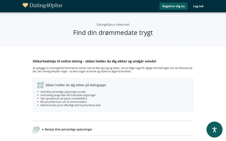 Dating40plus anmeldelse: sikkerhedssiden med tegn på svindel og råd til profilen