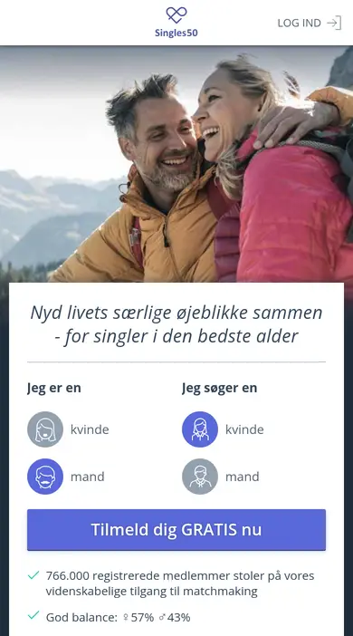 Singles50 anmeldelse på mobil: tilmeldingen på singles50.dk i telefonens browser